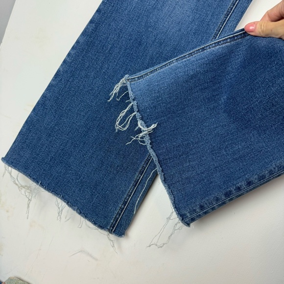 J. Crew Ashbury Flare Sz 29 High Rise Medium Wash Stretch Raw Hem - Picture 8 of 15
